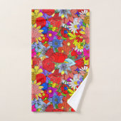 Floral Pattern Yellow Blue Paars Green Red Bad Handdoek (Handdoek)