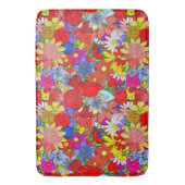 Floral Pattern Yellow Blue Paars Green Red Badmat (Voorkant Verticaal)