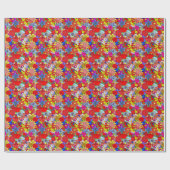 Floral Pattern Yellow Blue Paars Green Red Cadeaupapier (Vlak)