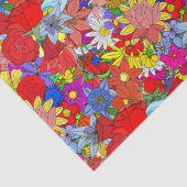 Floral Pattern Yellow Blue Paars Green Red Tissuepapier (Detail)