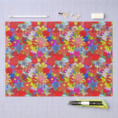 Floral Pattern Yellow Blue Paars Green Red Tissuepapier (Craft)