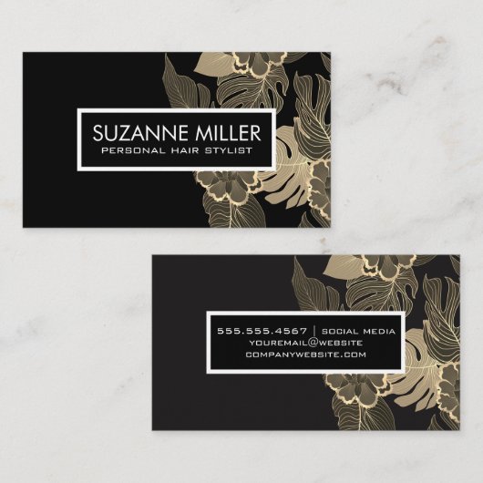 Floral Pattern | Zwart Visitekaartje (Voorkant / Achterkant)