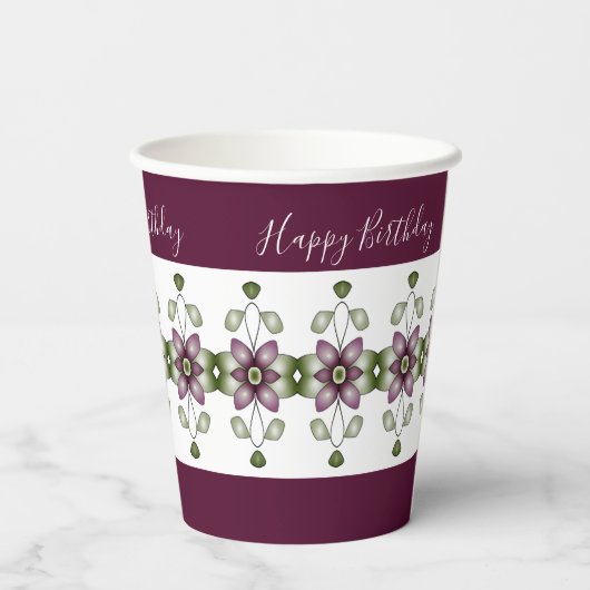 Floral Patterned Accented Papieren Bekers (Achterkant)