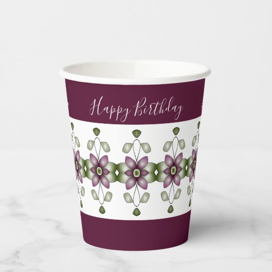 Floral Patterned Accented Papieren Bekers (Links)