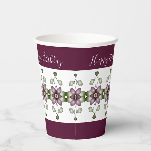 Floral Patterned Accented Papieren Bekers (Rechts)