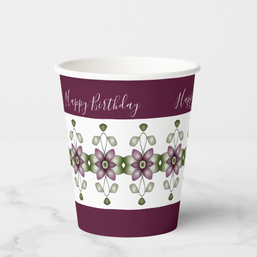 Floral Patterned Accented Papieren Bekers (Voorkant)