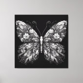Floral Patterned Butterfly in White Ink Design Canvas Afdruk (Voorkant)