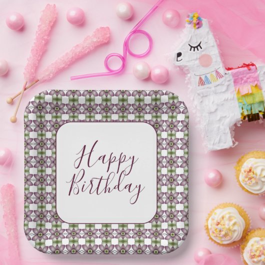 Floral Patterned Designer Square Papieren Bordje (Feest)