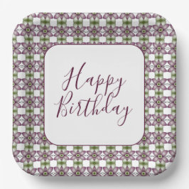 Floral Patterned Designer Square Papieren Bordje