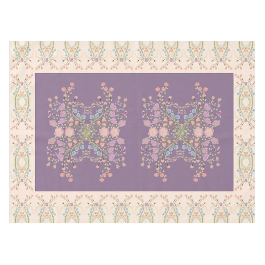 Floral Patterned Edging Paars Tafelkleed (Voorkant (Horizontaal))