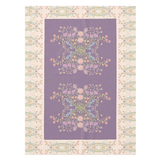 Floral Patterned Edging Paars Tafelkleed (Voorkant)