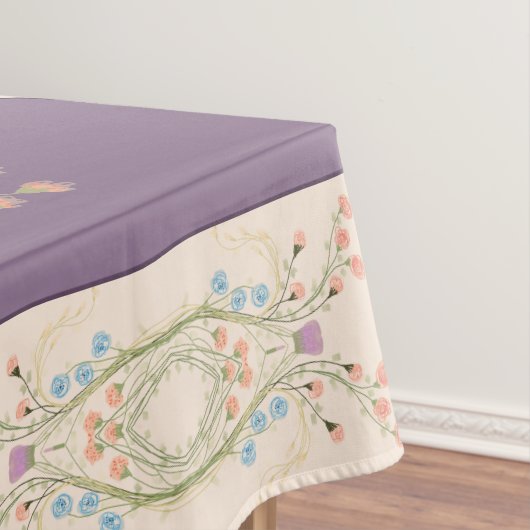 Floral Patterned Edging Paars Tafelkleed (Voorbeeld)