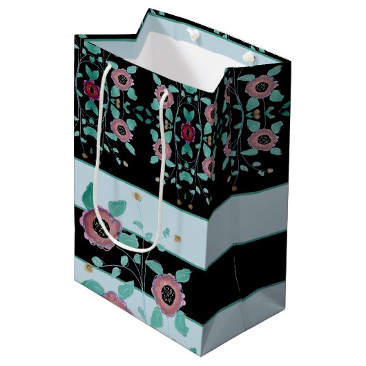 Floral Patterned Elegant Medium Cadeauzakje (Voorkant Gekanteld)