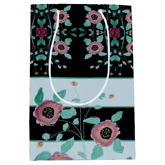 Floral Patterned Elegant Medium Cadeauzakje (Voorkant)