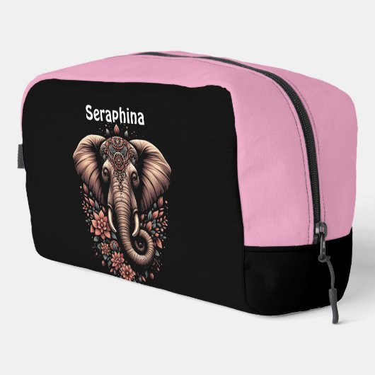 Floral-patterned levendige olifant toilettasje (Rechterhoek)