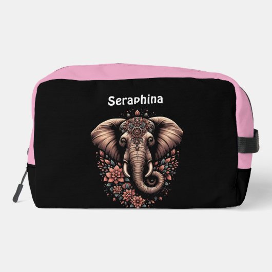 Floral-patterned levendige olifant toilettasje (Achterkant)