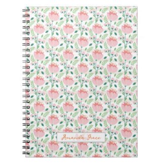 Floral patterned pink and orange notitieboek