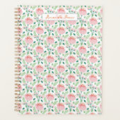 Floral patterned planner in pink and orange (Voorkant)