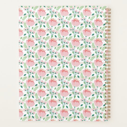 Floral patterned planner in pink and orange (Achterkant)