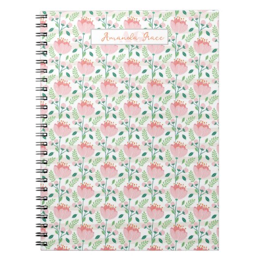 Floral patterned planner in pink and orange notitieboek (Voorkant)