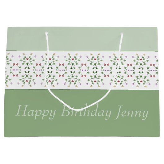 Floral Patterned Trimmed Groot Cadeauzakje (Voorkant)