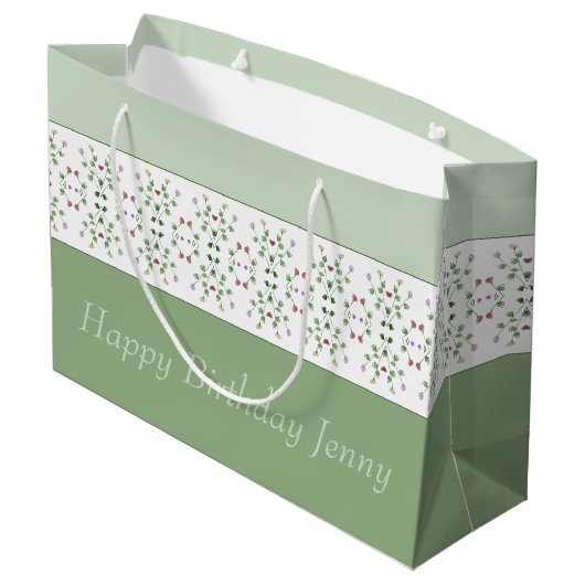 Floral Patterned Trimmed Groot Cadeauzakje (Achterkant Gekanteld)