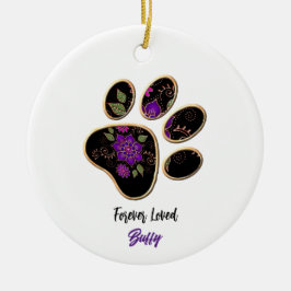 Floral Paw Print Ornament