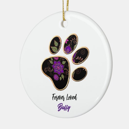 Floral Paw Print Ornament (Links)