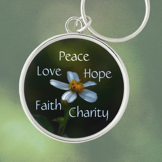 Floral Peace Love Hope Faith Charity Daisy Sleutelhanger