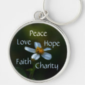 Floral Peace Love Hope Faith Charity Daisy Sleutelhanger (Voorkant)