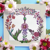 Floral Peace Sign Floral Waterverf Cute Girly Art Bedankkaart