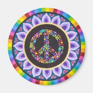 Floral peace sign magnet van Soozie Wray