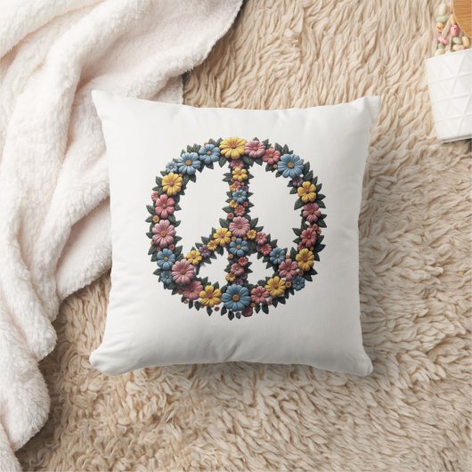 Floral Peace Sign Pillow Kussen (Deken)