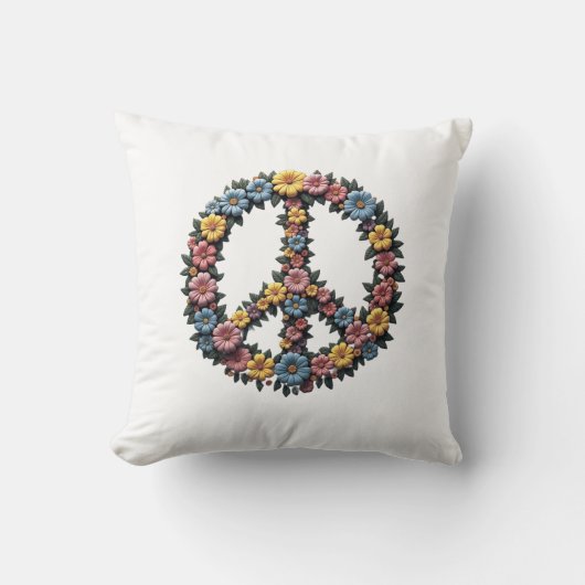 Floral Peace Sign Pillow Kussen (Voorkant)