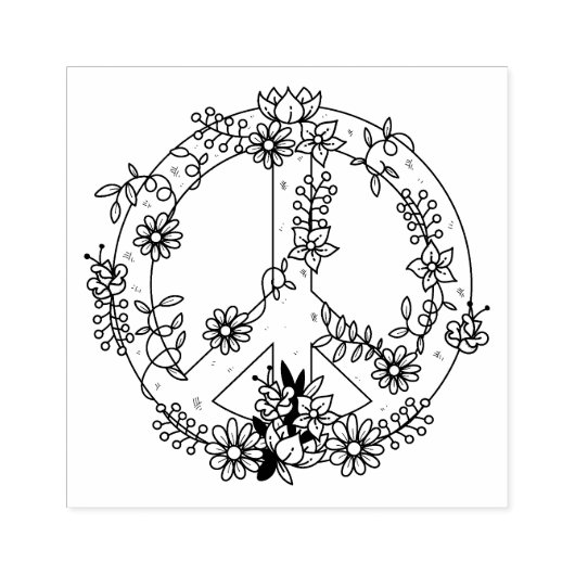 Floral Peace Sign Rubberstempel (Afrduk)