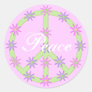 Floral Peace Sign-stickers Ronde Sticker