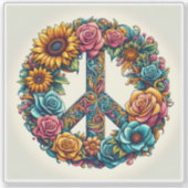Floral Peace Symbol Design viert harmonie Sticker (Voorkant)