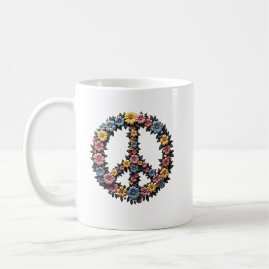 Floral Peace Symbol Mug Koffiemok (Links)