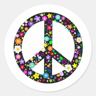 Floral Peace Symbol Ronde Sticker