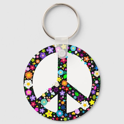 Floral Peace Symbol Sleutelhanger (Voorkant)