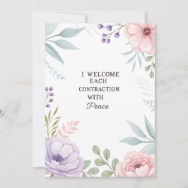 Floral Peaceful Birth Contraction Quote Feestdagenkaart