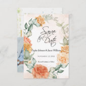 Floral Peach 3.5" x 5" Flat Save The Date Kaart (Voorkant / Achterkant)