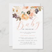 Floral Peach Baby in Bloom Baby shower Kaart (Voorkant)
