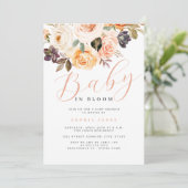 Floral Peach Baby in Bloom Baby shower Kaart (Staand voorkant)