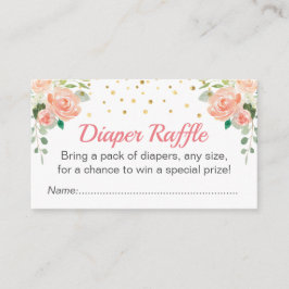 Floral Peach Baby shower Strooiluier Raffle Informatiekaartje