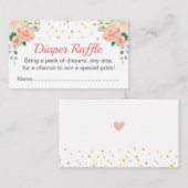 Floral Peach Baby shower Strooiluier Raffle Informatiekaartje (Voorkant / Achterkant)