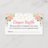 Floral Peach Baby shower Strooiluier Raffle Informatiekaartje (Voorkant)