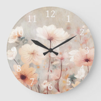Floral Peach Beige Flowers Design 328 Grote Klok