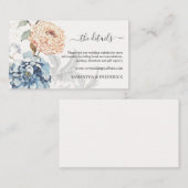 Floral Peach Blush Blauw Bruiloft Details Informatiekaartje (Voorkant / Achterkant)