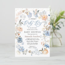 Floral Peach Blush Blue Baby shower